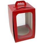 Caixa Mini Panetone com Alça e Visor / Vermelho (10 Unidades)