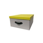 Caixa Organizadora Pequena Branca e Preta com Tampa Amarela Coisas e Coisinhas