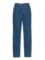 Calça Cintura Alta Smile Jeans de Algodão Azul Tamanho 34