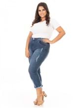 Calça Feminina Jeans Capri com Zíper na Barra Plus Size