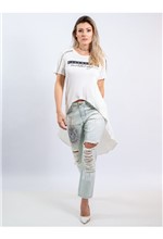 Calça Jeans Boyfriend com Adesivos - 40
