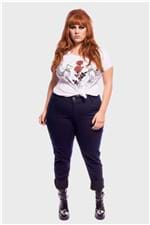Calça Jeans Cintura Alta Super Skinny Plus Size Marinho-48