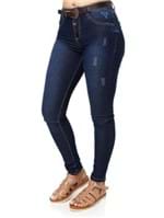 Calça Jeans Feminina com Cinto Azul
