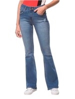 Calça Jeans Five Pockets Mid Rise Flare - Azul Médio - 36