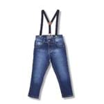 Calça Jeans Menino Skinny C/Suspensório - Mania Kids 1ano