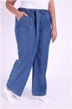 Calça Jeans Pantalona com Cinto Plus Size 58