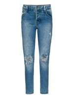 Calça Jeans Skinny Destroyed Loose Fit de Algodão Azul Tamanho 34