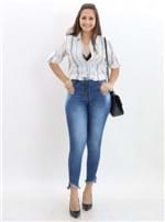 Calça Jeans Skinny Feminina com Amarração Frontal - Azul