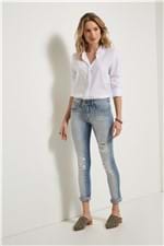 Calça Jeans Skinny Recortada Denin Claro - 44