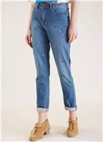 Calça Reta Bordado Raios Jeans 34