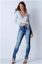 Calça Skinny Myft Super High Jeans Detalhe Lateral - Azul
