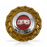 Calota Centro Roda Brw Bbs 900 Dourada Cromada Emblema Fibra Vermelha