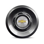 Calota Centro Roda VW Saveiro Modelo Novo 4 Furos Grafite Brilhante Emblema GM Prata