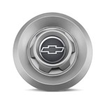 Calota Centro Roda VW Saveiro Modelo Novo 4 Furos Prata Emblema GM Cinza