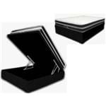 Cama Box Bau 110x188 Premium Sued Preto + Colchão de Molas Ensacadas Black Firme 150 Kg