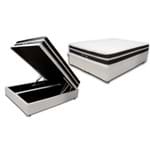 Cama Box Baú Bipartido Premium Casal Corino Branco + Colchão de Molas Master Confort Black 1,38x1,88