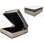 Cama Box Baú Casal 138x188 Premium Corino Bege + Colchão de Molas Ensacadas Confort Black 150 KG Firme