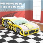 Cama Infantil / Mini Cama Carros Speedy Racing New com Colchão 150x70 Cm - Amarelo/branco - Rpm Móveis