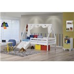 Cama Infantil Prime com Grade de Proteção, Telhado Vi, Xale e Kit Escada/Escorregador - Casatema
