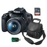 Câmera Canon T7 + Bolsa + Cartão 32gb + Leitor de Cartões