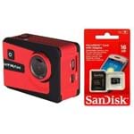 Câmera de Ação Xtrax Smart 4K 16MP, LCD 2.0" e Wi-Fi + Cartão de Memória Sandisk Micro SD 16 GB