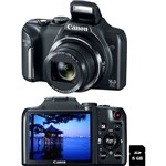 Câmera Digital Canon Powershot SX170IS 16 MP com Zoom Óptico de 16x Preta Cartão de 8 GB