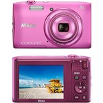 Câmera Digital Nikon Coolpix S3600 com 20.1MP Zoom Ótico de 8x Rosa