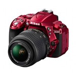 Câmera Digital Nikon DSLR D5300 Vermelha Full HD, 24.2MP, Wi-Fi e 18-55 Mm