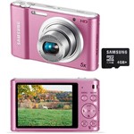 Câmera Digital Samsung ST64 14.2 MP C/ 5x Zoom Óptico Cartão 4GB Rosa