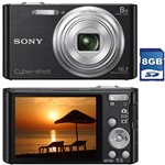 Câmera Digital Sony Cyber-shot DSC-W730, 16.1MP Zoom Óptico 8x Cartão de Memória de 8GB Preta