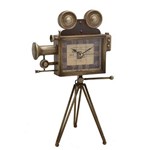 Câmera Filmadora Antiga Retrô Decorativa de Ferro com Relógio