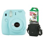 Câmera Instantânea Fujifilm Instax Mini 9 Azul Aqua + Pack 10 Fotos + Bolsa