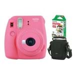 Câmera Instantânea Fujifilm Instax Mini 9 Rosa Flamingo + Pack 10 Fotos + Bolsa