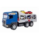 Caminhão Cegonha Super com 4 Carrinhos de Brinquedo Azul Magic Toys