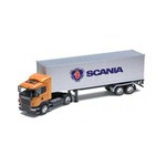 Caminhão Scania R470 Container 1:32 Welly Laranja