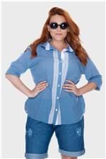 Camisa Azul Médio Plus Size AZUL-50