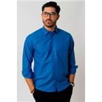 Camisa Casual Masculina Tradicional Oxford Azul F02090a 01