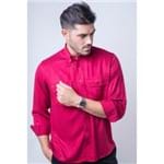 Camisa Casual Masculina Tradicional Viscose Vermelho F00481a 03