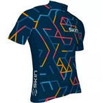 Camisa Ciclismo Masculina Skin Azul/Laranja/Vermelho M