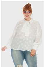 Camisa Gola Laço Estrela Plus Size Off White-50
