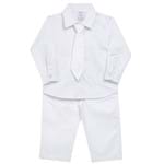 Camisa & Gravata C/ Calça para Bebe em Tricoline Branco - Sylvaz