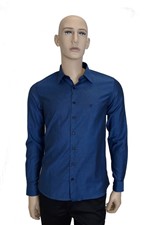 Camisa Individual Slim Fit Maquinetada Azul Tam. 1