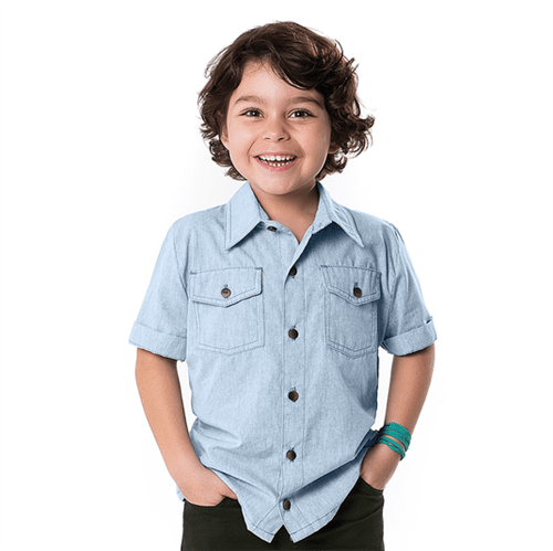 Camisa Infantil Cata-Vento Botões Azul 04