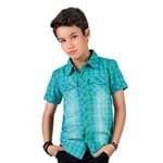 Camisa Infantil Menino em Tricoline Xadrez Azul e Verde Johnny Fox Infantil6