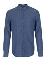 Camisa Jeans de Algodão Listrada Azul Índigo Tamanho X