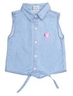 Camisa Jeans Infantil para Menina - Azul