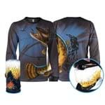 Camisa Pesca Esportiva Quisty Traíra Força Bruta + Máscara de Proteção 50 UV GG - Camiseta de Pesca Quisty