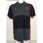 Camisa Polo 3S Flamengo Adidas Listrada Cinza e Preta