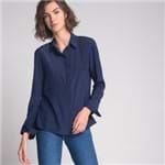 Camisa Seda Confort Azul Marinho - 44