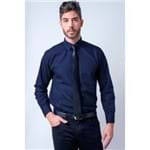 Camisa Social Masculina Tradicional Fácil de Passar Azul Escuro R09993a 01